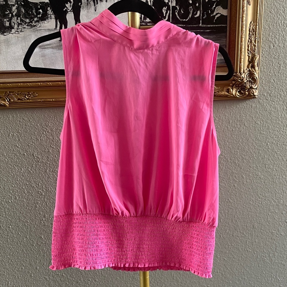 Express Bright Pink Sleeveless Smocked-Hem Camisole